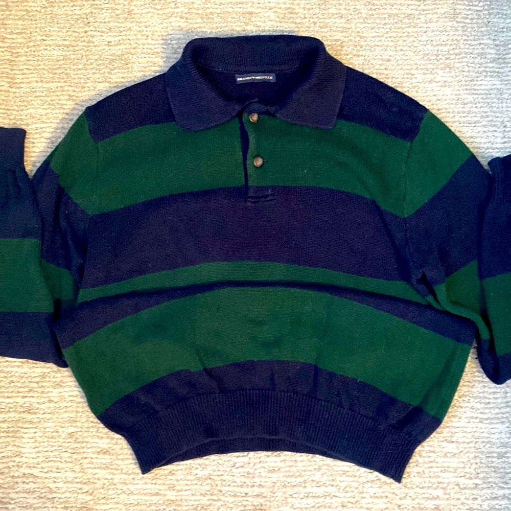 Brandy Melville One Size Navy/Green Striped Sweater.